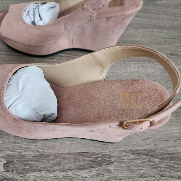 Women's SUEDE PLATFORM SANDALS IS PINK COLOR SIZE 7 . - Picture 4 of 6